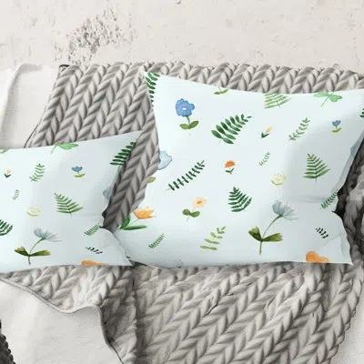 Design Art Retro Floral Pattern Ix - Mid-century Modernprinted Throw Pillow In White