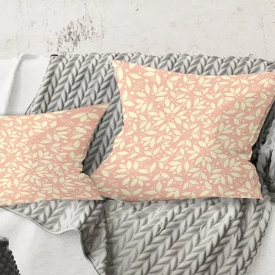 Design Art Retro Floral Pattern V - Mid-century Modernprinted Throw Pillow In Pink