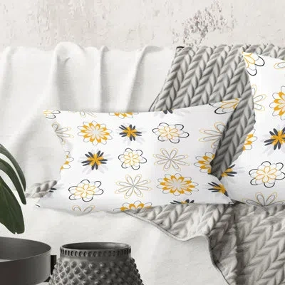 Design Art Retro Floral Pattern Viii - Mid-century Modern Printed Throw Pillow