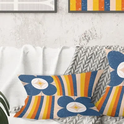 Design Art Retro Floral Pattern Xi - Mid-century Modernprinted Throw Pillow