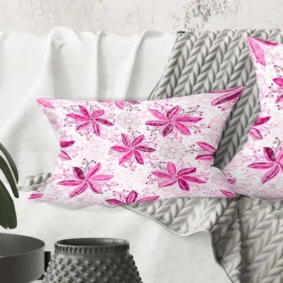 Design Art Retro Floral Pattern Xii - Mid-century Modernprinted Throw Pillow