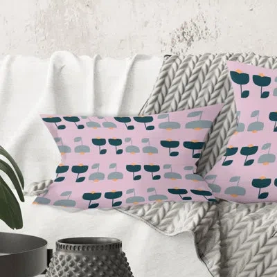 Design Art Retro Floral Pattern Xiii - Mid-century Modernprinted Throw Pillow
