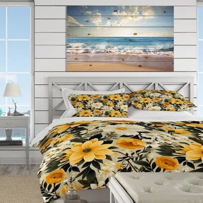 Design Art Retro Floral Revival Botanical Pattern Bedding In Yellow
