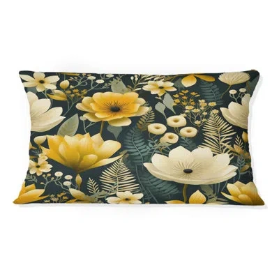 Design Art Retro Floral Revival Botanical Pattern Iii - Floral Polyester Pillow In Yellow
