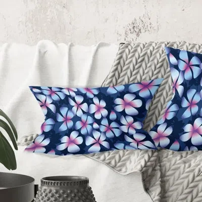 Design Art Retro Frangipani Flowers - Mid-century Modern Printed Throw Pillow
