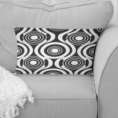 Design Art Retro Geometric  Black White  Art Viii - Midcentury Lumbar Pillow In Black;white
