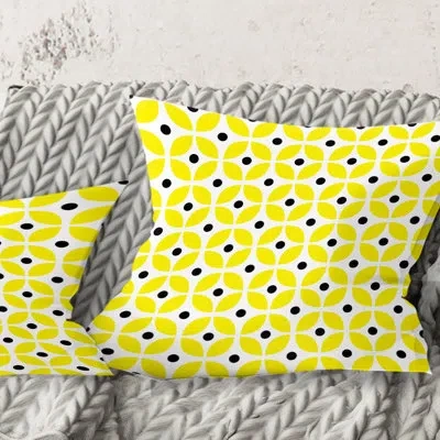 Design Art Retro Geometric Design I - Mid-century Modern Printed Throw Pillow In Yellow