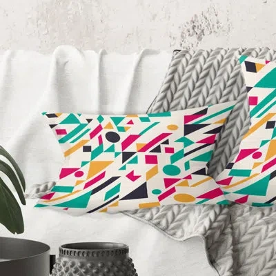 Design Art Retro Geometric Design Iii - Mid-century Modern Printed Throw Pillow