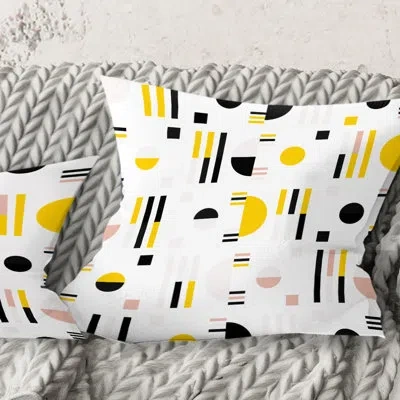 Design Art Retro Geometric Design Ix - Mid-century Modernprinted Throw Pillow In Yellow