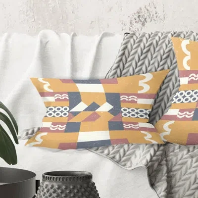 Design Art Retro Geometric Design Vi - Mid-century Modern Printed Throw Pillow