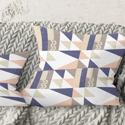 Design Art Retro Geometric Design X - Mid-century Modernprinted Throw Pillow In Blue