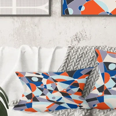 Design Art Retro Geometric Grid Iv - Mid-century Modern Printed Throw Pillow