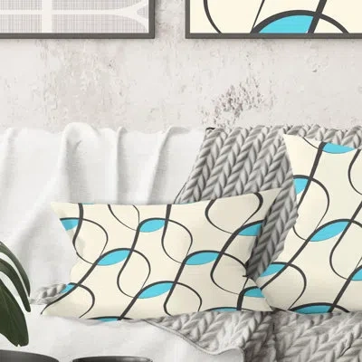 Design Art Retro Geometrical Abstract Minimal Pattern I - Mid-century Modern Printed Throw Pillow