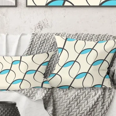 Design Art Retro Geometrical Abstract Minimal Pattern I - Mid-century Modernprinted Throw Pillow In Blue;blue
