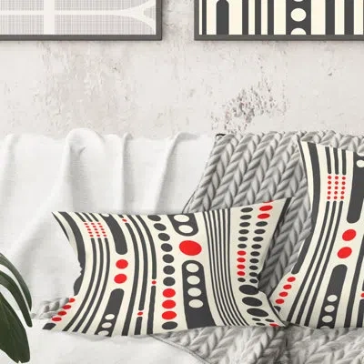 Design Art Retro Geometrical Abstract Minimal Pattern Ii - Mid-century Modern Printed Throw Pillow
