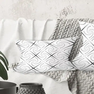 Design Art Retro Geometrical Abstract Minimal Pattern Iii - Mid-century Modernprinted Throw Pillow In Gray