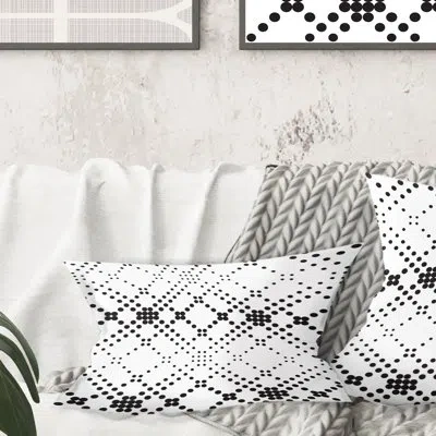 Design Art Retro Geometrical Abstract Minimal Pattern Ix - Mid-century Modern Printed Throw Pillow