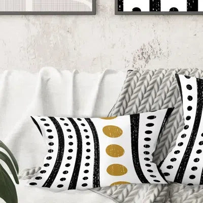 Design Art Retro Geometrical Abstract Minimal Pattern Vii - Mid-century Modern Printed Throw Pillow