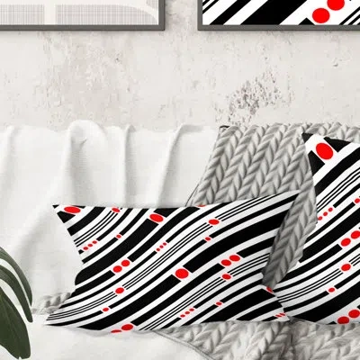 Design Art Retro Geometrical Abstract Minimal Pattern Xii - Mid-century Modern Printed Throw Pillow