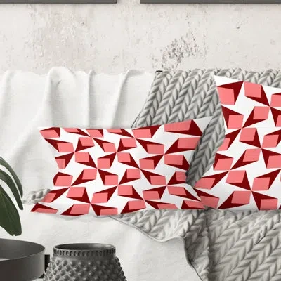 Design Art Retro Geometrical Abstract Minimal Pattern Xiii - Mid-century Modern Printed Throw Pillow