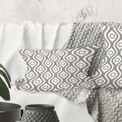 Design Art Retro Geometrical Abstract Minimal Pattern Xiv - Mid-century Modern Printed Throw Pillow
