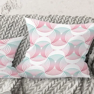 Design Art Retro Geometrical Abstract Pattern I - Mid-century Modern Printed Throw Pillow In Purple