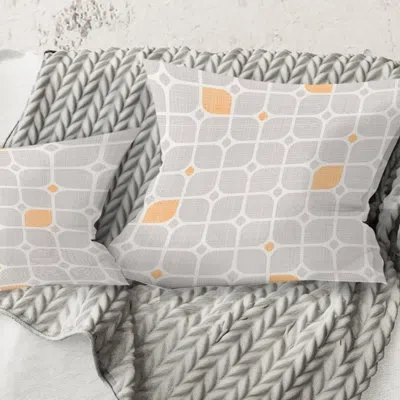 Design Art Retro Geometrical Pattern Ii - Mid-century Modernprinted Throw Pillow In Gray