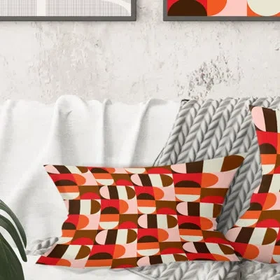 Design Art Retro Geometricdesign Ii - Mid-century Modernprinted Throw Pillow