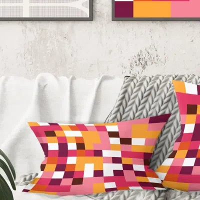 Design Art Retro Geometricdesign Vii - Mid-century Modernprinted Throw Pillow