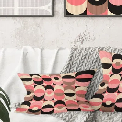 Design Art Retro Geometricdesign Xi - Mid-century Modernprinted Throw Pillow