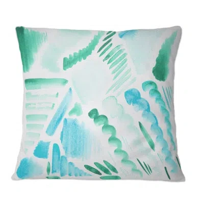 Design Art Retro Graphic Elements In Blue And Green I - Modern Printed Throw Pillow