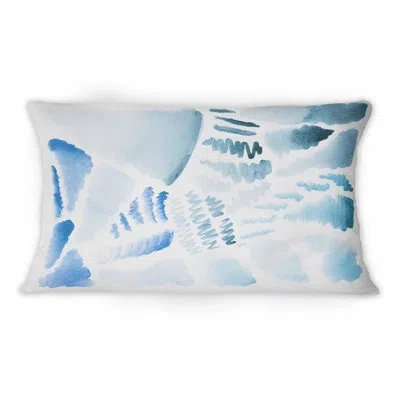 Design Art Retro Graphic Elements In Blue And Green Ii - Modern Printed Throw Pillow 12" X 20"