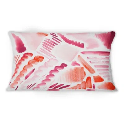 Design Art Retro Graphic Elements In Orange And Red I - Modern Printed Throw Pillow 12" X 20"