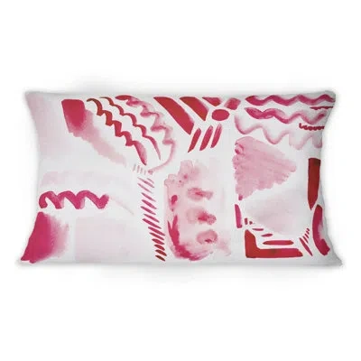 Design Art Retro Graphic Elements In Orange And Red Ii - Modern Printed Throw Pillow 12" X 20"