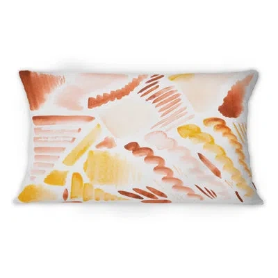 Design Art Retro Graphic Elements In Orange And Yellow I - Modern Printed Throw Pillow 12" X 20"