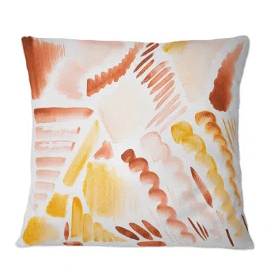 Design Art Retro Graphic Elements In Orange And Yellow I - Modern Printed Throw Pillow In Pink