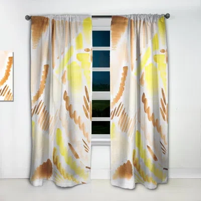 Design Art Retro Graphic Elements In Orange And Yellow Ii - Modern Curtain - Velvet Room Darkening - 1 Panel