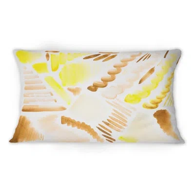 Design Art Retro Graphic Elements In Orange And Yellow Ii - Modern Printed Throw Pillow 12" X 20"