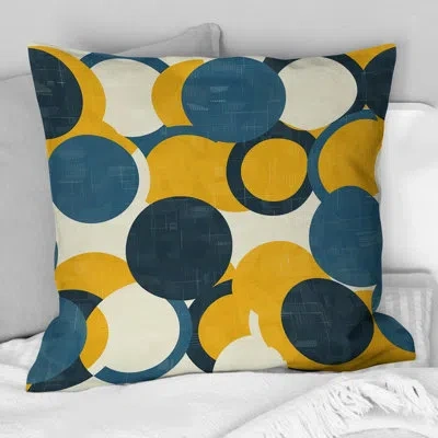 Design Art Retro  Green Yellow Midcentury Circles - Midcentury Throw Pillow In Green;yellow