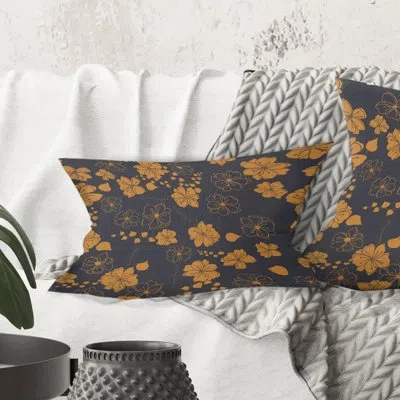 Design Art Retro Handdrawn Poppies Ii - Mid-century Modern Printed Throw Pillow