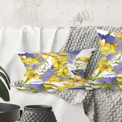 Design Art Retro Handdrawn Poppies V - Mid-century Modern Printed Throw Pillow