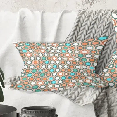 Design Art Retro Hexagon Pattern Iii - Mid-century Modern Printed Throw Pillow