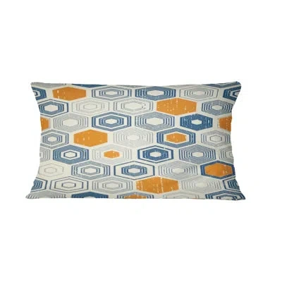 Design Art Retro Hexagon Pattern Ix - Mid-century Modern Printed Throw Pillow
