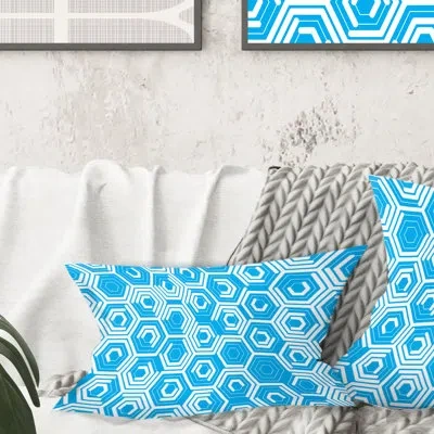 Design Art Retro Hexagon Pattern Vii - Mid-century Modern Printed Throw Pillow