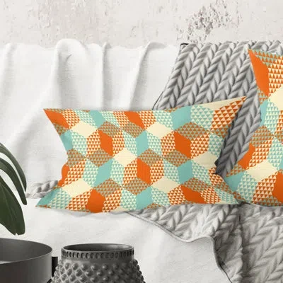 Design Art Retro Hexagon Pattern Viii - Mid-century Modern Printed Throw Pillow