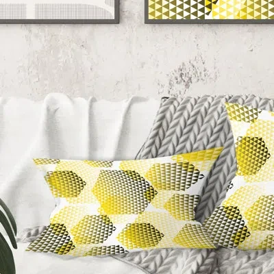 Design Art Retro Hexagon Pattern Xi - Mid-century Modern Printed Throw Pillow