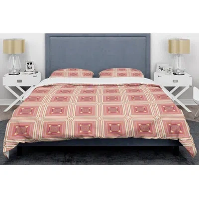 Design Art Retro Ii Mid-century Duvet Cover Set In Pink