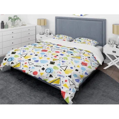 Design Art Retro Iii Mid-century Duvet Cover Set In Black,blue,yellow