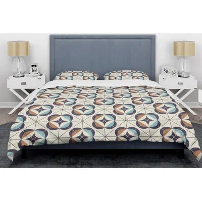 Design Art Retro Iii Mid-century Duvet Cover Set In Brown