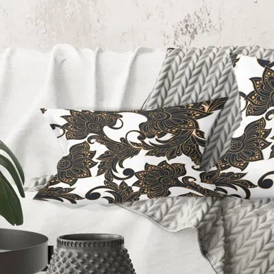 Design Art Retro Indian Floral Batik I - Mid-century Modern Printed Throw Pillow